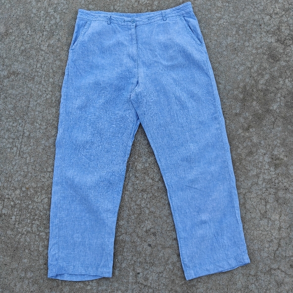 L.L. BEAN Women’s Classic Fit 100% Linen Pants Blue Size 14 - Picture 2 of 10